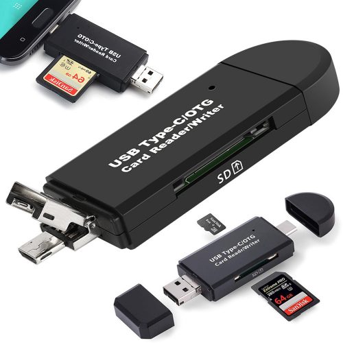 SD, MicroSD és TF kártyaolvasó - USB, USB-C, Micro USB 3 az 1-ben