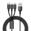 3 az 1-ben USB kábel telefonhoz - Lightning, iPhone, Micro USB, Type-C, 1.2m, fekete