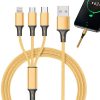 3 az 1-ben USB kábel telefonhoz - Lightning, iPhone, Micro USB, Type-C, 1.2m, arany