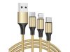 3 az 1-ben USB kábel telefonhoz - Lightning, iPhone, Micro USB, Type-C, 1.2m, arany